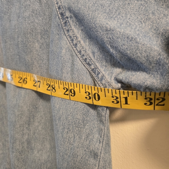 Vintage Blue Denim Medium Wash Button-Up Tunic Shirt. Bohemain Shirt - Picture 6 of 6